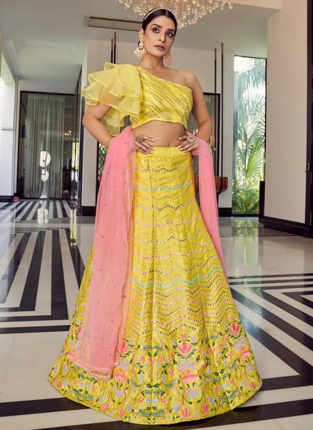 Yellow Colour FLORALS 4 Exclusive Party Wear Heavy Work Latest Lehenga Choli Collection 9702